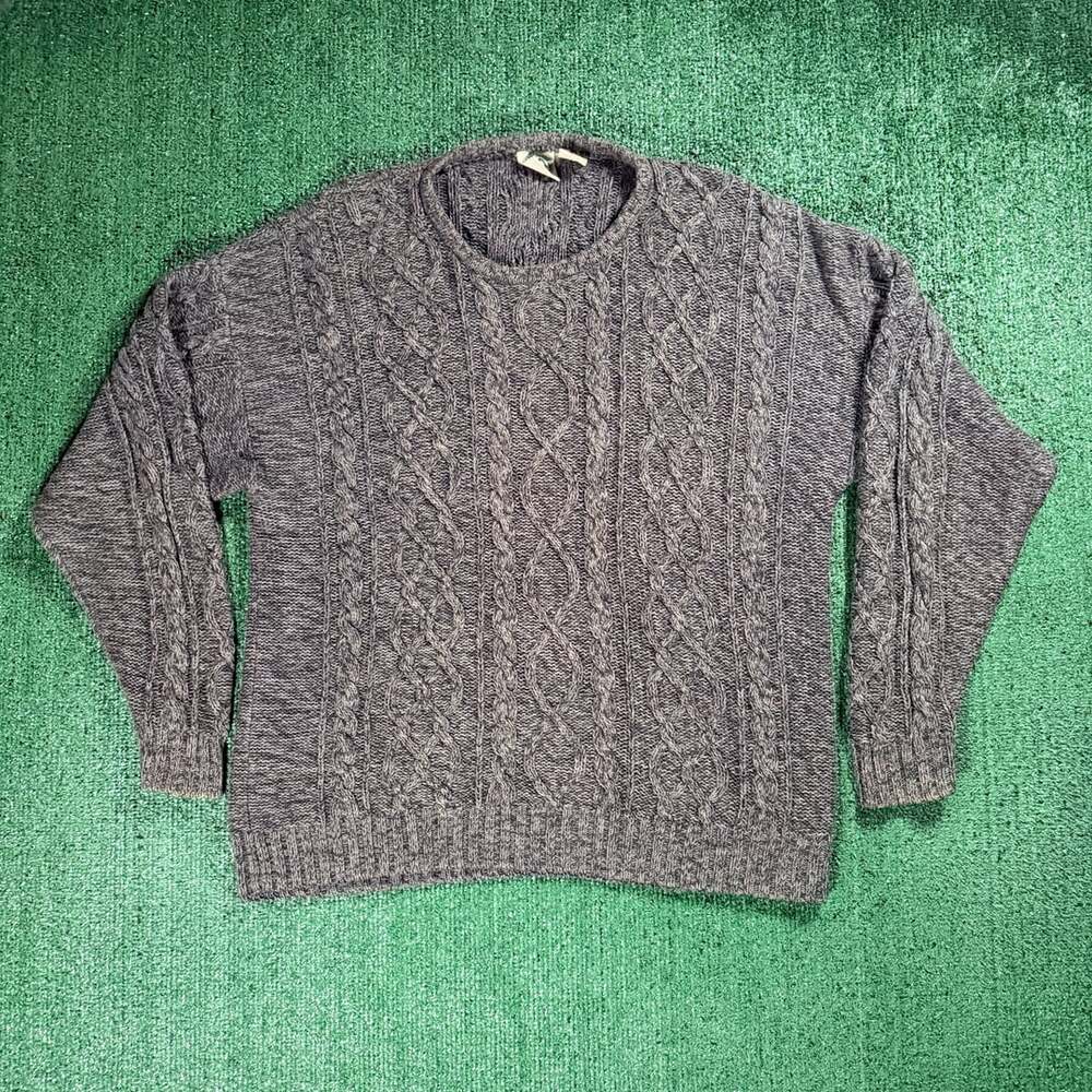 Vintage R&R Cable Knit Pullover Sweater Size Large Grey